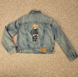 Polo by Ralph Lauren Blue Jean Jacket with Bear Embroidery
